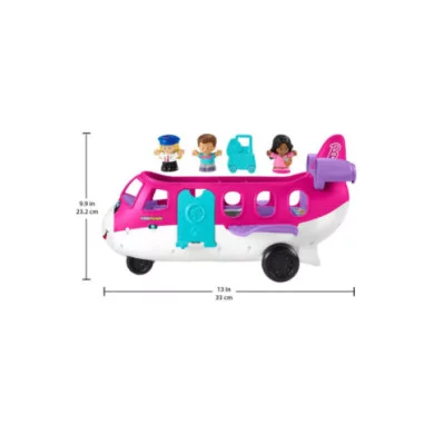 Fisher-Price Little People Barbie Aereo con luci, suoni, Barbie, Ken, pilota e valigia – 18+ mesi, multilingua