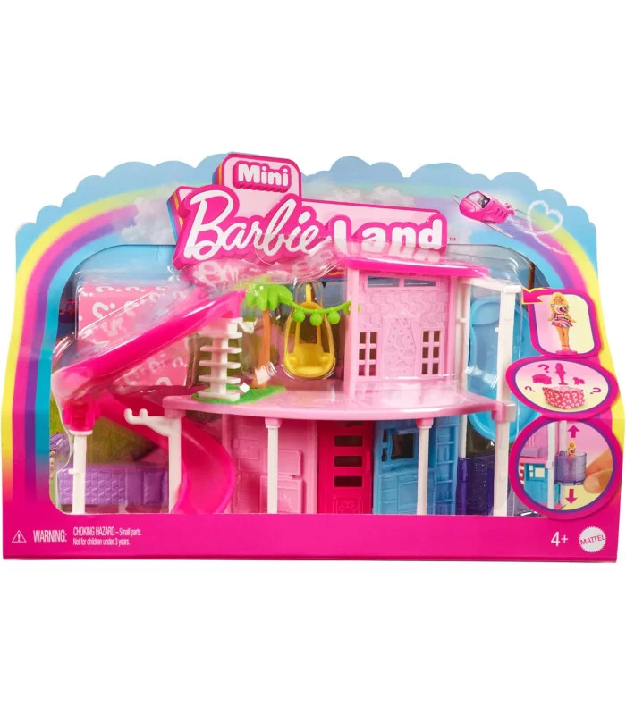 Barbie Mini Casa dei Sogni con bambola sorpresa, scivolo