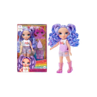 Rainbow High Littles Amethyst Willow  Bambola 14 cm Snodabile con Outfit Viola, Borsa e Barboncino Magico – Età 4+