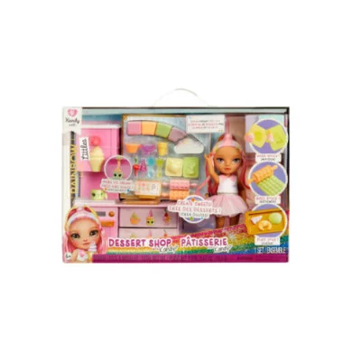 Rainbow High Littles – Set Dessert Shop con Kandy e Accessori, Bambola 14 cm, Età 4+
