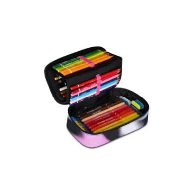 Astuccio Quick Case Seven Freethink Girl – 45 pezzi, completo, fantasia sfumature viola-rosa-nero, pratico e compatto