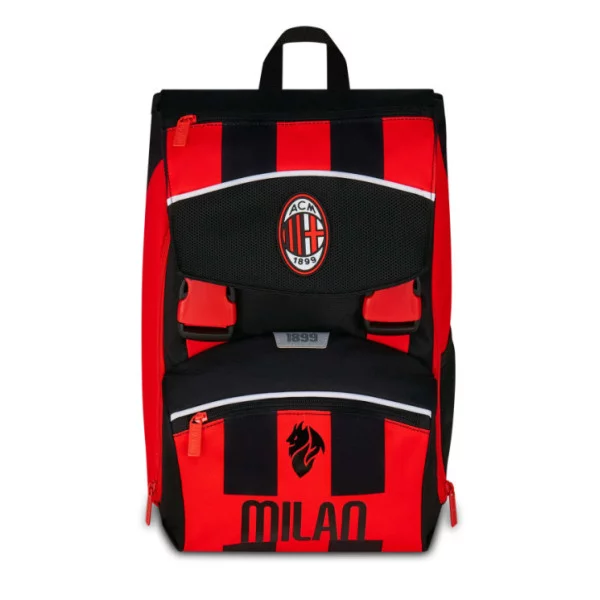 Zaino Estensibile Milan – 27L, doppio scomparto espandibile, colori rossoneri, patch logo AC Milan, scuola e tempo libero