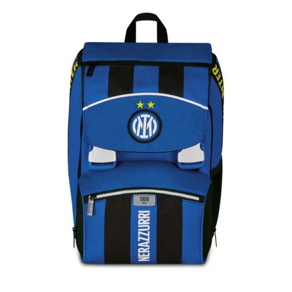 Zaino Estensibile Inter – 27L, doppio scomparto espandibile, patch ufficiale, scritte rifrangenti, scuola e sport