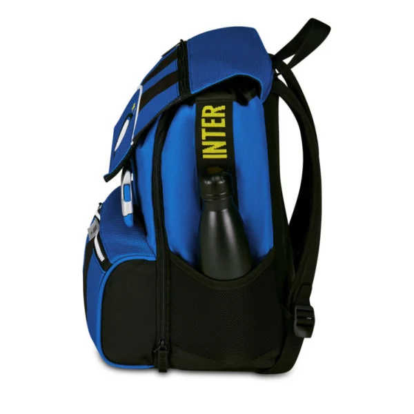 Zaino Estensibile Inter – 27L, doppio scomparto espandibile, patch ufficiale, scritte rifrangenti, scuola e sport