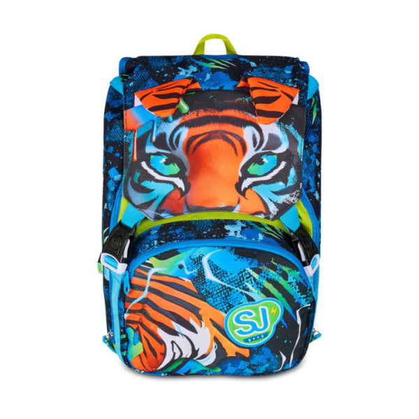 Zaino Estensibile SJ Gang Air Tiger - 24L, orecchie in peluche sollevabili, doppio scomparto e zip laterali
