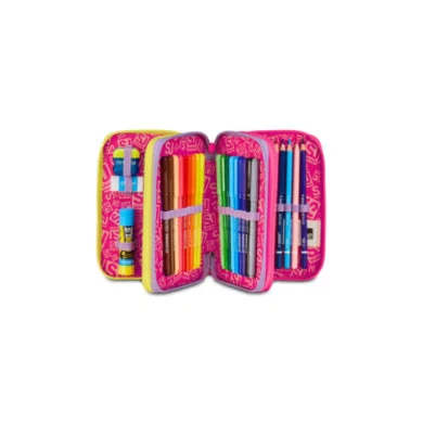 Astuccio 3 Zip SJ Gang Fable Journey – 45 pezzi, fantasia unicorno arcobaleno, completo scuola bambine
