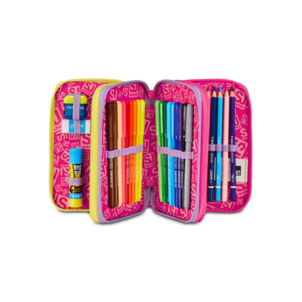 Astuccio 3 Zip SJ Gang Fable Journey – 45 pezzi, fantasia unicorno arcobaleno, completo scuola bambine