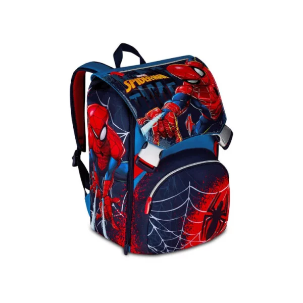 Zaino scuola sdoppiabile Big Spider-Man Seven – 27 Lt, fantasia rosso-blu con ragnatele, tasche e schienale ergonomico
