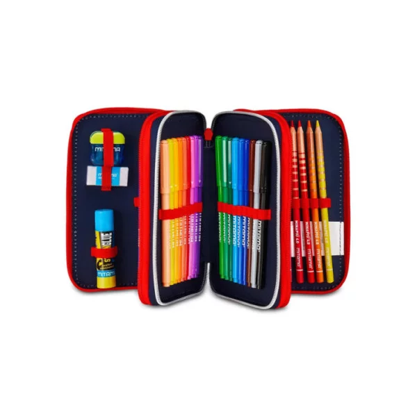 Astuccio 3 zip Spider-Man con corredo Mitama – completo scuola, 26 pezzi, PVC imbottito, fantasia supereroe Marvel