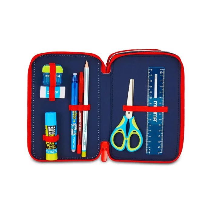 Astuccio 3 zip Spider-Man con corredo Mitama – completo scuola, 26 pezzi, PVC imbottito, fantasia supereroe Marvel