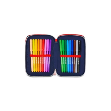 Astuccio 3 zip Spider-Man con corredo Mitama – completo scuola, 26 pezzi, PVC imbottito, fantasia supereroe Marvel