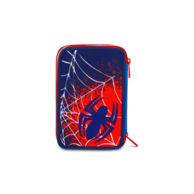 Astuccio 3 zip Spider-Man con corredo Mitama – completo scuola, 26 pezzi, PVC imbottito, fantasia supereroe Marvel