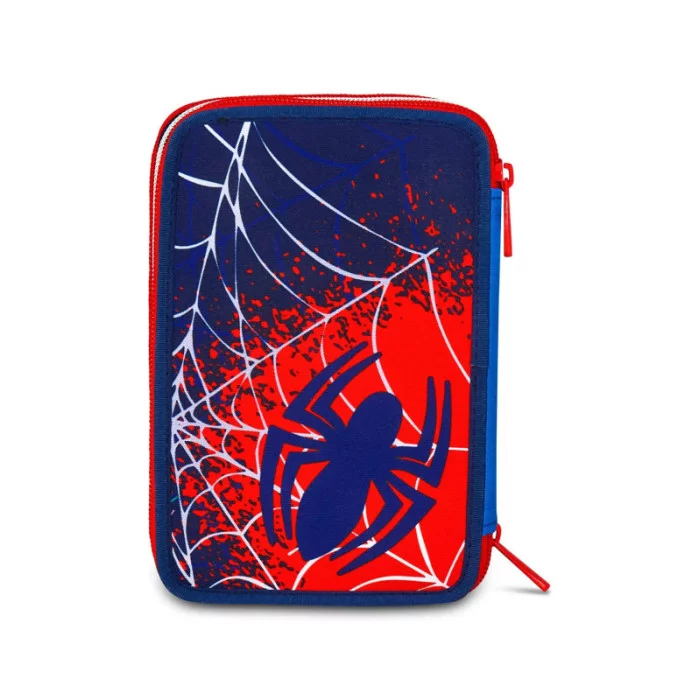Astuccio 3 zip Spider-Man con corredo Mitama – completo scuola, 26 pezzi, PVC imbottito, fantasia supereroe Marvel