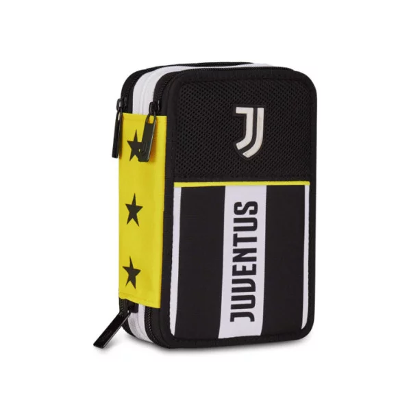 Astuccio Juventus 3 zip con 45 pezzi Mitama – triplo scomparto, completo scuola, design ufficiale bianconero