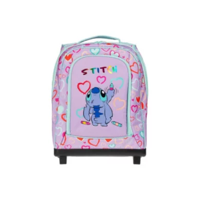 Zaino trolley Maricart Stitch 34,5x25x52 cm con ruote, manico telescopico 3 step, spallacci traspiranti, licenza ufficiale