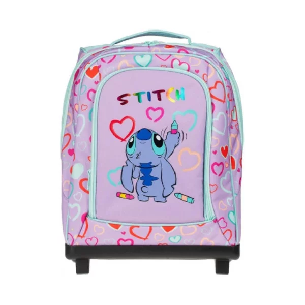 Zaino trolley Maricart Stitch 34,5x25x52 cm con ruote, manico telescopico 3 step, spallacci traspiranti, licenza ufficiale