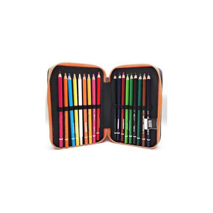Astuccio triplo scuola Stumble Guys 3 zip Mr. Stumble completo 44 pezzi con matite, pennarelli, forbici, penne e accessori
