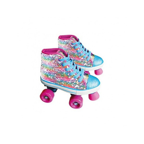 Pattini Girabrilla Allungabili 35-36 con Paillettes, Ruote 50 mm e Freno in Gomma