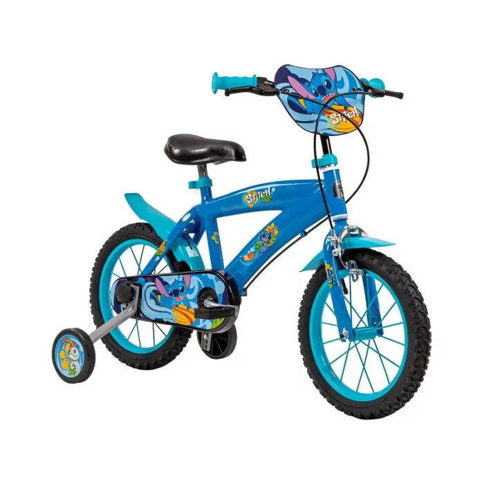 Bicicletta Bambini 16" Disney Stitch con Freni, Stabilizzatori e Accessori