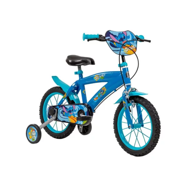 Bicicletta Bambini 16" Disney Stitch con Freni, Stabilizzatori e Accessori