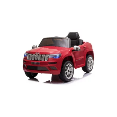 Auto Elettrica per Bambini 12V Jeep Grand Cherokee Rossa con Sedili in Pelle, Luci LED, Suoni e Telecomando