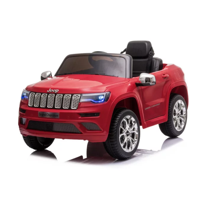Auto Elettrica per Bambini 12V Jeep Grand Cherokee Rossa con Sedili in Pelle, Luci LED, Suoni e Telecomando