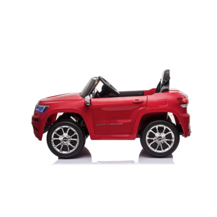 Auto Elettrica per Bambini 12V Jeep Grand Cherokee Rossa con Sedili in Pelle, Luci LED, Suoni e Telecomando