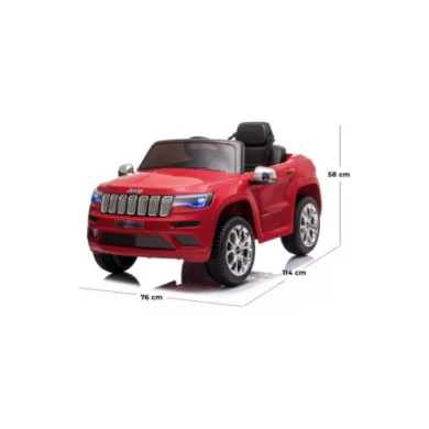 Auto Elettrica per Bambini 12V Jeep Grand Cherokee Rossa con Sedili in Pelle, Luci LED, Suoni e Telecomando