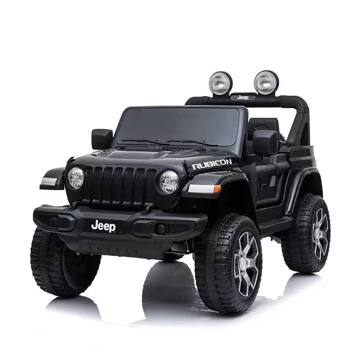 Auto Elettrica per Bambini Jeep Rubicon Nera 12V con Telecomando, Porte Apribili, Luci LED e Bluetooth