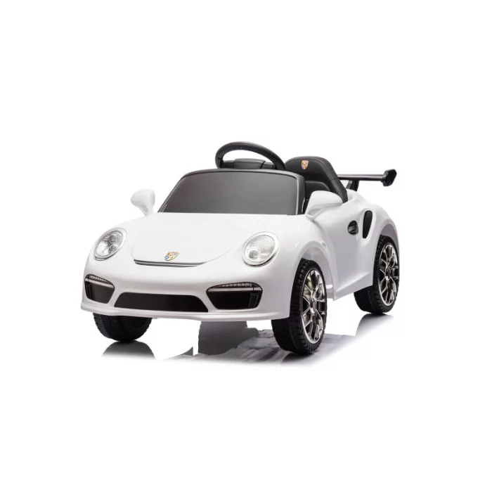 Auto Elettrica per Bambini Porsche Ruf Small 12V Bianca con Telecomando, Sedile in Pelle, Luci LED e Suoni