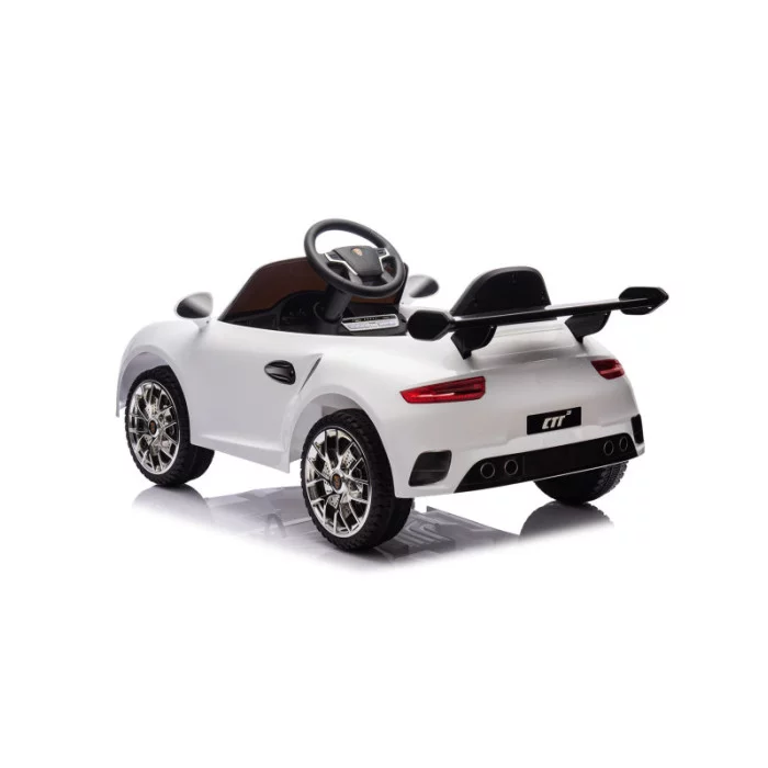 Auto Elettrica per Bambini Porsche Ruf Small 12V Bianca con Telecomando, Sedile in Pelle, Luci LED e Suoni