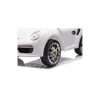 Auto Elettrica per Bambini Porsche Ruf Small 12V Bianca con Telecomando, Sedile in Pelle, Luci LED e Suoni