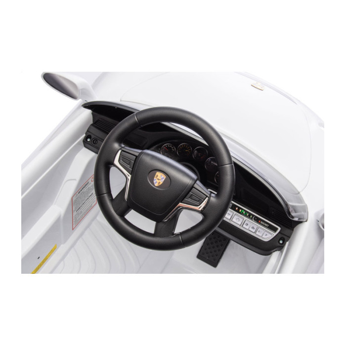 Auto Elettrica per Bambini Porsche Ruf Small 12V Bianca con Telecomando, Sedile in Pelle, Luci LED e Suoni