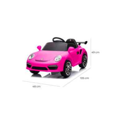 Auto Elettrica Bambini Porsche Ruf Small 12V Rosa con Telecomando, Sedile in Pelle, Luci LED, Suoni e Licenza