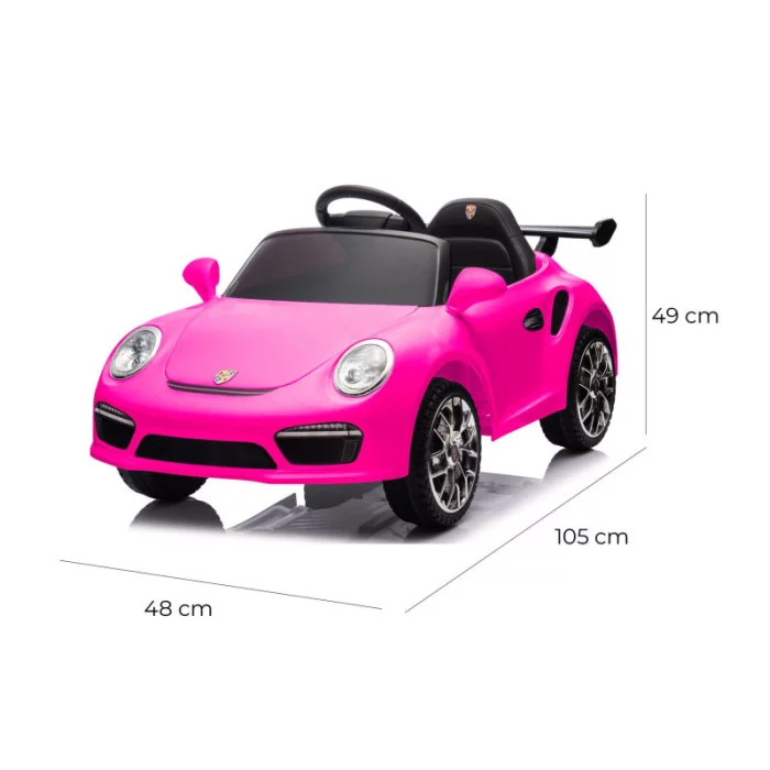 Auto Elettrica Bambini Porsche Ruf Small 12V Rosa con Telecomando, Sedile in Pelle, Luci LED, Suoni e Licenza
