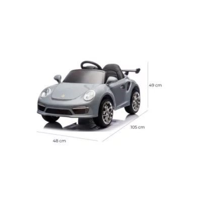 Auto Elettrica Bambini Porsche Ruf Small 12V Grigia con Telecomando, Sedile in Pelle, Luci LED, Suoni e Licenza