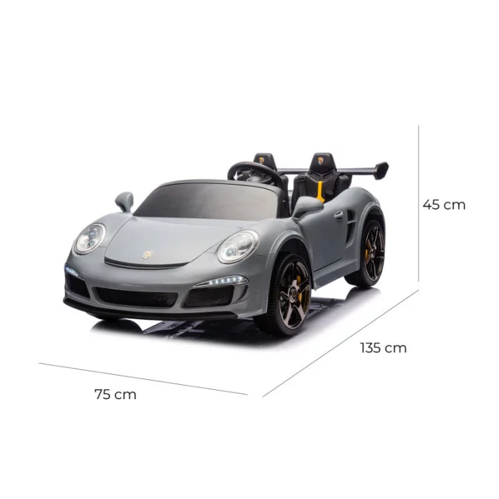 Auto Elettrica Bambini Porsche Ruf Big 24V Grigia con 2 Posti, MP4, Sedili in Pelle, Telecomando e Porte Apribili