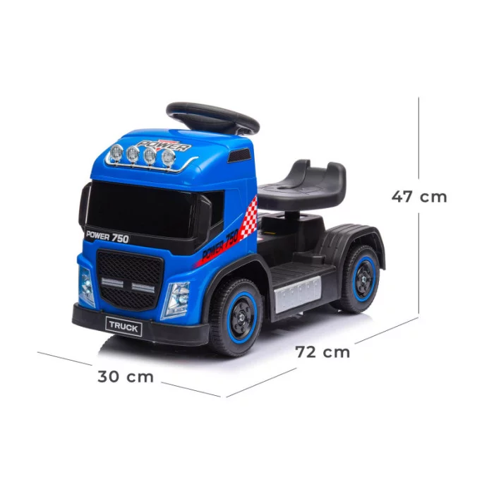 Camion Elettrico per Bambini 6V Small Truck Blu con Luci LED, Suoni, Retromarcia e Caricabatterie Incluso