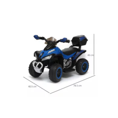 Mini Quad Elettrico per Bambini 6V Blu Kid Go Deluxe con Luci, Musica, 4 Ruote Stabili e Portapacchi Posteriore