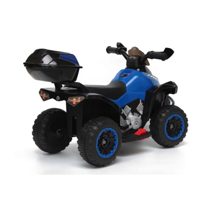 Mini Quad Elettrico per Bambini 6V Blu Kid Go Deluxe con Luci, Musica, 4 Ruote Stabili e Portapacchi Posteriore