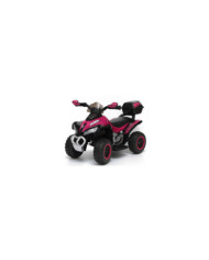 Mini Quad Elettrico per Bambini 6V Rosso Kid Go Deluxe con Luci, Musica, 4 Ruote Antiscivolo e Bauletto Posteriore