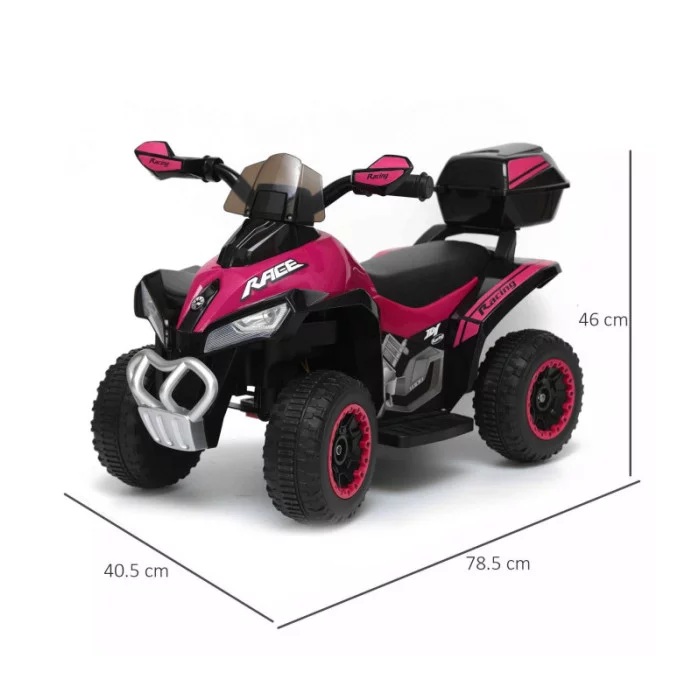 Mini Quad Elettrico per Bambini 6V Rosa Kid Go Deluxe con Luci, Musica, 4 Ruote Stabili e Portapacchi Posteriore