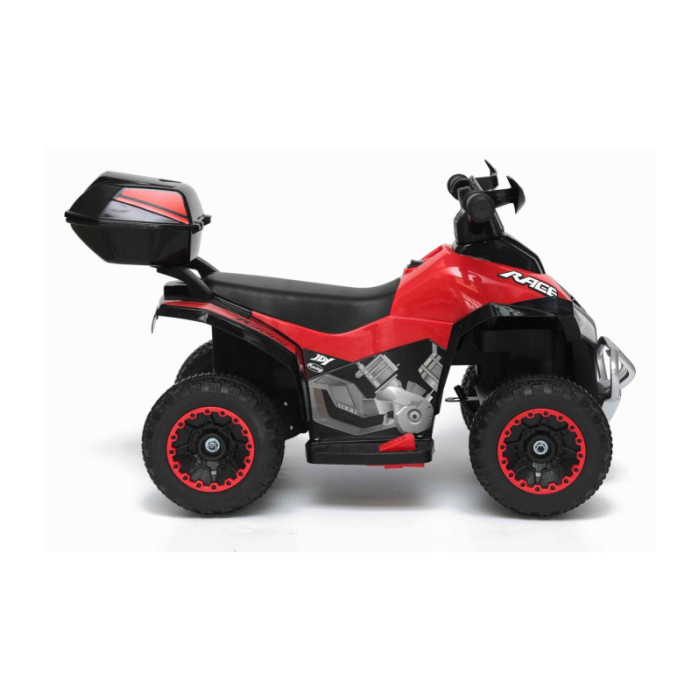 Mini Quad Elettrico per Bambini 6V Rosso Kid Go Deluxe con Luci, Musica, 4 Ruote Antiscivolo e Bauletto Posteriore