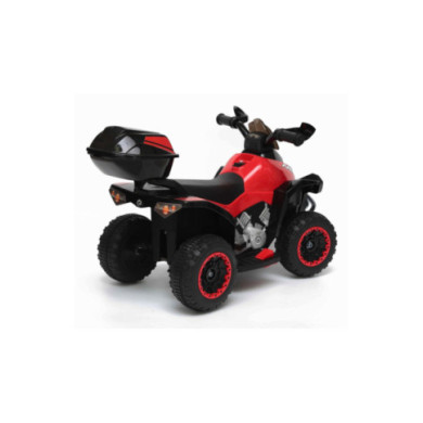 Mini Quad Elettrico per Bambini 6V Rosso Kid Go Deluxe con Luci, Musica, 4 Ruote Antiscivolo e Bauletto Posteriore