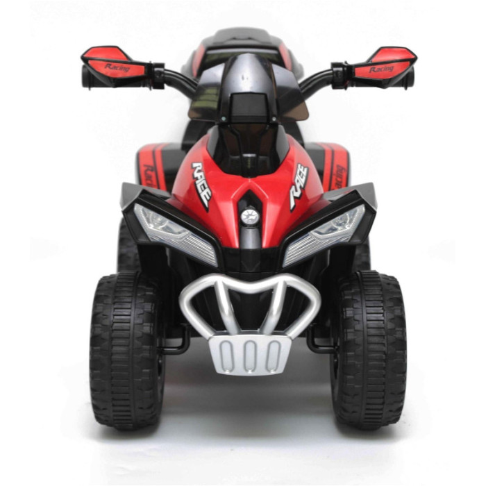 Mini Quad Elettrico per Bambini 6V Rosso Kid Go Deluxe con Luci, Musica, 4 Ruote Antiscivolo e Bauletto Posteriore