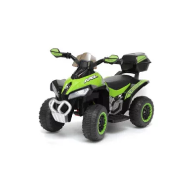 Mini Quad Elettrico per Bambini 6V Verde Kid Go Deluxe con Luci, Musica, 4 Ruote Stabili e Bauletto Posteriore