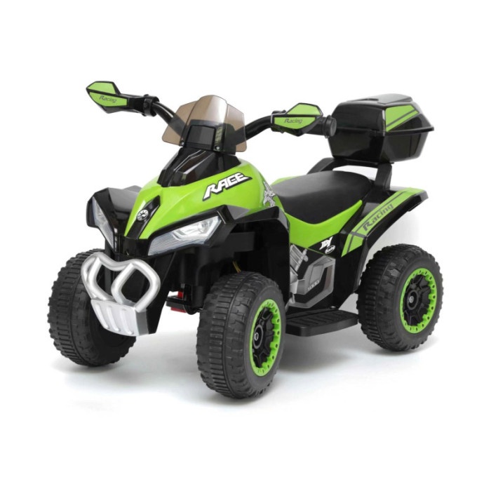 Mini Quad Elettrico per Bambini 6V Verde Kid Go Deluxe con Luci, Musica, 4 Ruote Stabili e Bauletto Posteriore