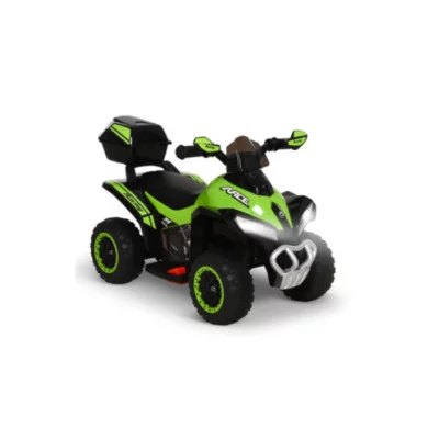 Mini Quad Elettrico per Bambini 6V Verde Kid Go Deluxe con Luci, Musica, 4 Ruote Stabili e Bauletto Posteriore