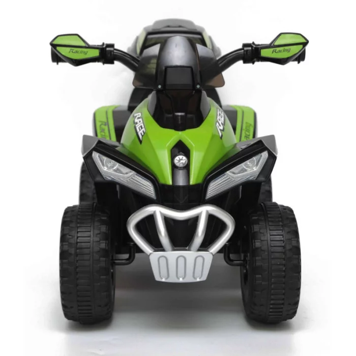 Mini Quad Elettrico per Bambini 6V Verde Kid Go Deluxe con Luci, Musica, 4 Ruote Stabili e Bauletto Posteriore