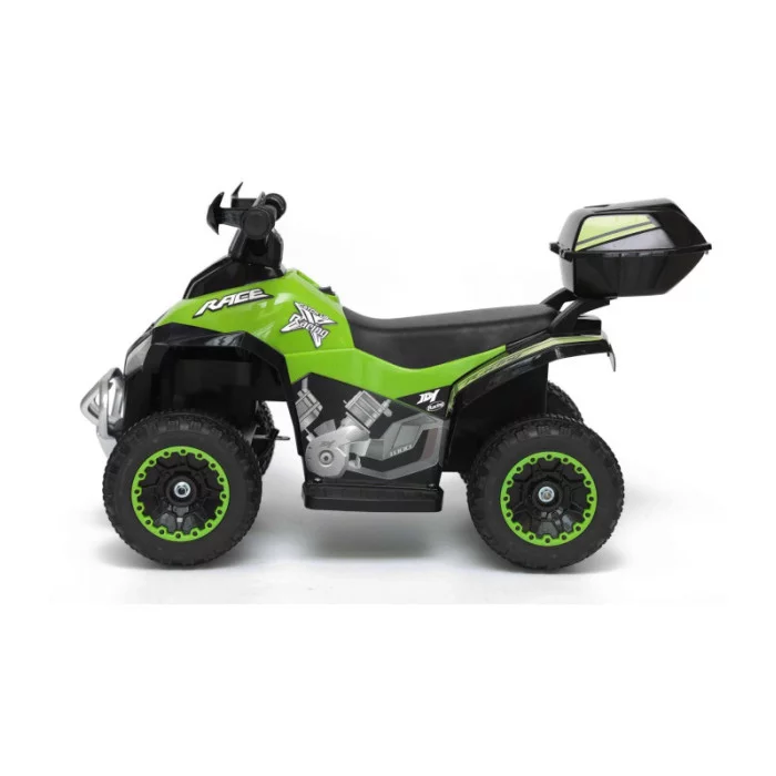 Mini Quad Elettrico per Bambini 6V Verde Kid Go Deluxe con Luci, Musica, 4 Ruote Stabili e Bauletto Posteriore